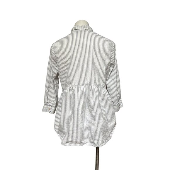 Anthropologie Holding Horses Patchwork Poplin Buttondown Peasant Blouse Stripes - Picture 5 of 10